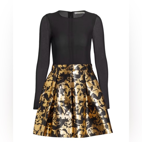 Alice + Olivia Dresses & Skirts - Alice + Olivia Black and Gold Chara Long Sleeve Dress